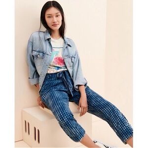 Maeve Anthropologie Avryl Bleached Gingham Pants